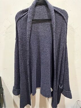 Free People Navy Open-Front Knit Cardigan